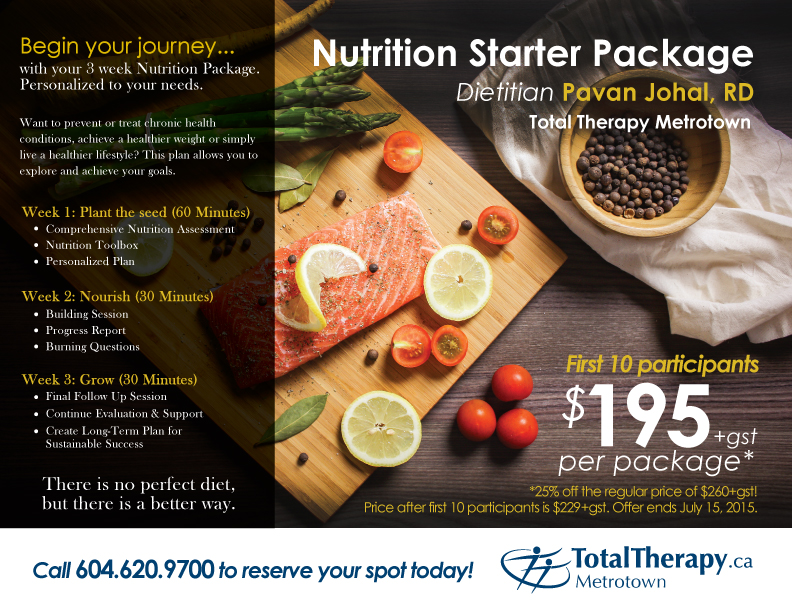 Nutrition Starter Package Pavan Johal Registered Dietitian Total Therapy Metrotown